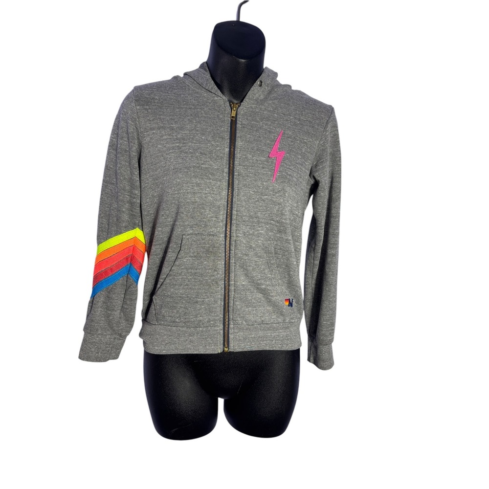 Aviator nation kids 12 bolt hoodie graphic grey heathered full zip